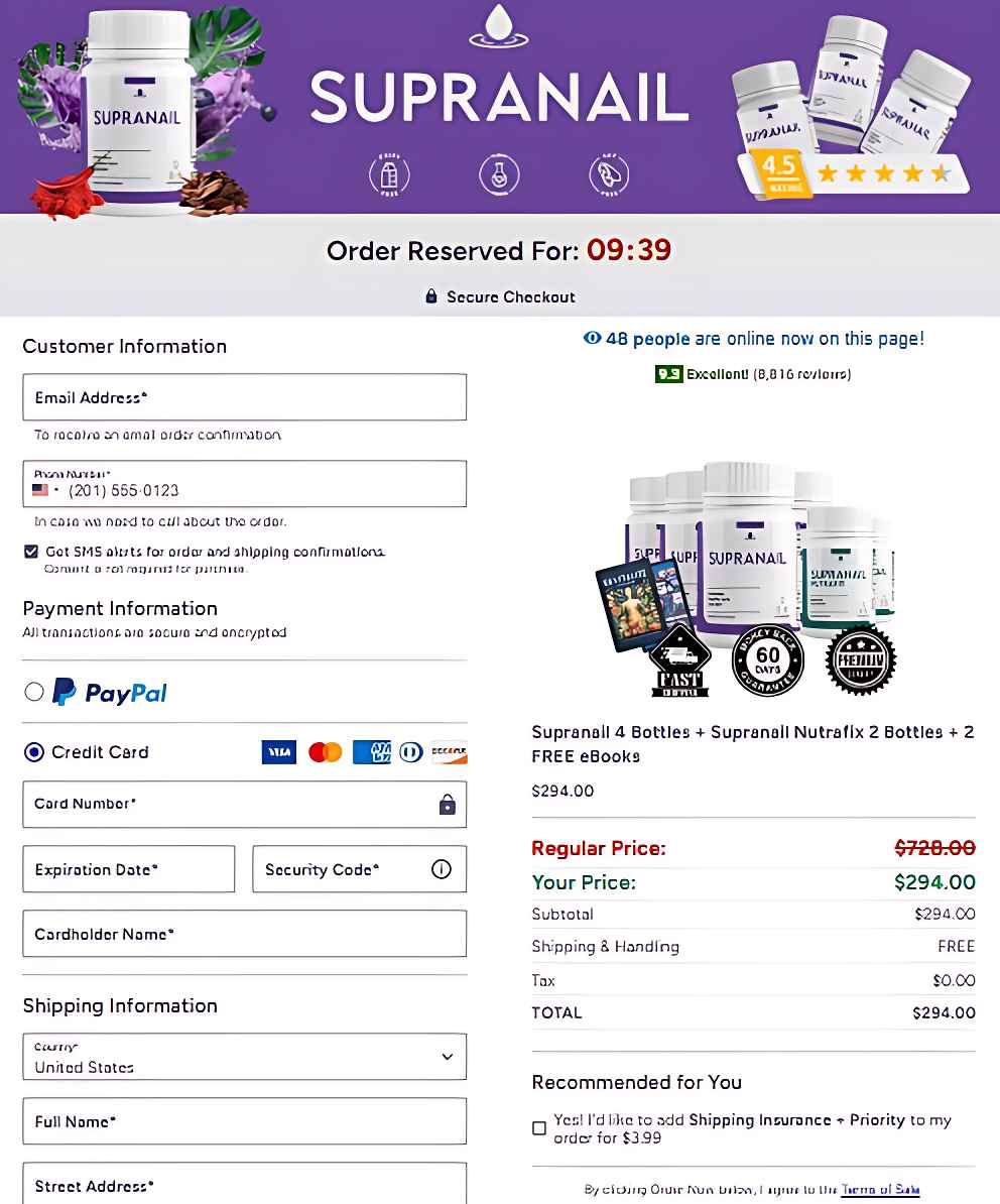 SupraNail order page
